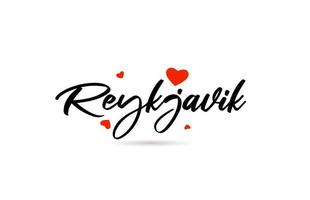 Reykjavik handwritten city typography text with love heart vector