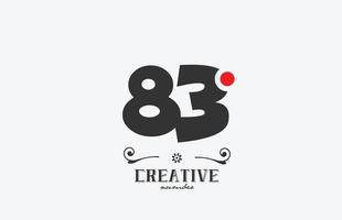 gris 83 número logo icono diseño con rojo punto. creativo modelo para empresa y negocio vector