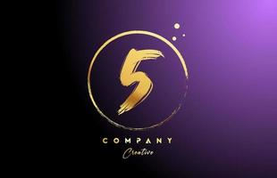 golden golden 5 number letter logo icon design with dots and circle. Grunge creative gradient template for company and business vector