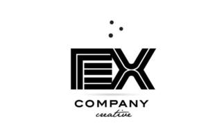 EX black and white combination alphabet bold letter logo with dots. Joined creative template design for company and business vector