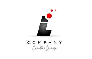black and white L alphabet letter logo with red dot. Corporate creative template design for business and company vector
