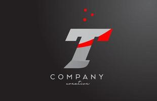 gris rojo puntos t alfabeto negrita letra logo. creativo modelo diseño para empresa y negocio vector