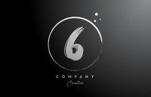 black white 6 number letter logo icon design with dots and circle. Creative gradient template for company and business vector