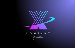 rosado azul X alfabeto letra logo icono diseño con silbido. creativo línea modelo para empresa y negocio vector