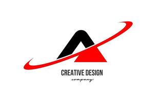 Red black A alphabet letter logo with big swoosh. Corporate creative template design for business and company vector