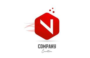 N red hexagon letter alphabet logo icon design. Creative template for business and company vector