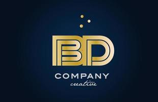 gold golden BD combination alphabet bold letter logo with dots. Joined creative template design for company and business vector