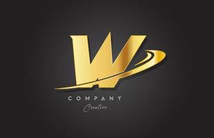 W golden alphabet letter logo icon design. Template for business and company with swoosh vector