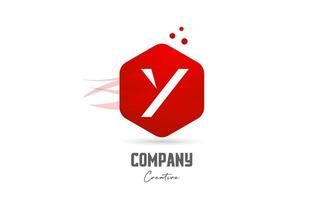 Y red hexagon letter alphabet logo icon design. Creative template for business and company vector
