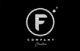 F alphabet letter logo icon design with black and white line stripe. Creative template for business and company vector