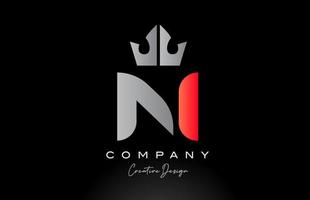 orange N alphabet letter logo icon design with king crown. Creative template for company vector