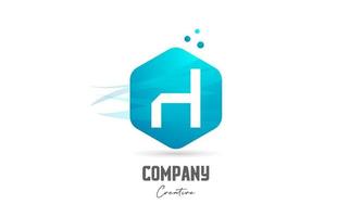 hexagon H letter alphabet logo icon design with blue color and dots. Creative template for company and business vector