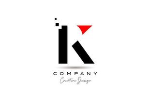 red black K alphabet letter logo icon design with dots. Creative template for business and company vector