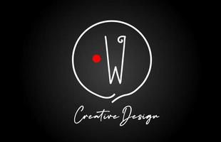 w alfabeto letra logo icono diseño con línea rojo punto y Clásico estilo. negro y blanco creativo modelo para empresa y negocio vector