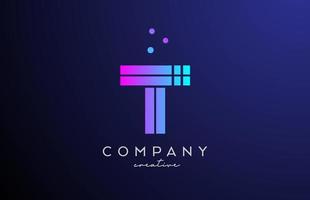 blue pink T alphabet letter logo with dots. Corporate creative template design for business and company vector