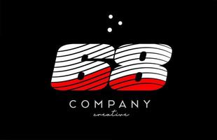 68 number logo with red white lines and dots. Corporate creative template design for business and company vector