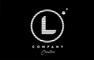 L alphabet letter logo icon design with black and white line stripe. Creative template for business and company vector