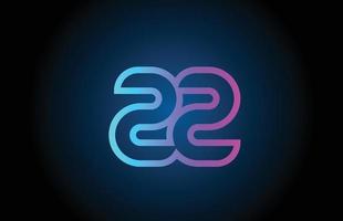 pink line 22 number logo icon design. Creative template for business and company vector