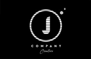 J alphabet letter logo icon design with black and white line stripe. Creative template for business and company vector