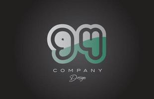 94 green grey number logo icon design. Creative template for company and business vector