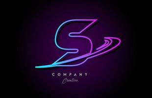 blue and pink alphabet S letter logo icon design with swoosh. Creative template for company and business vector