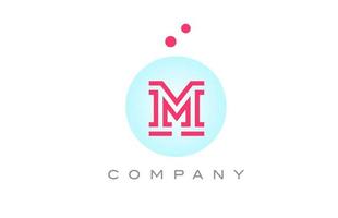 blue pink M alphabet letter logo icon design with dots. Creative template for business and company vector