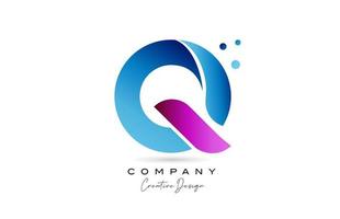 pink blue Q alphabet letter logo icon design with gradient. Creative template for company and business vector