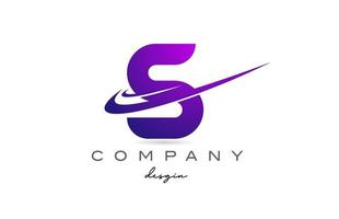 S purple alphabet letter logo with double swoosh. Corporate creative template design for business and company vector