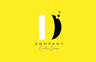 yellow black D alphabet letter logo icon design with dots. Creative template for company and business vector