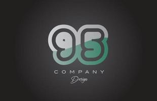 95 green grey number logo icon design. Creative template for company and business vector
