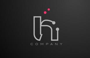 grey H alphabet letter logo icon design with pink dot. Creative template for business and company vector