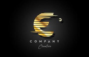 gold golden E alphabet letter logo icon design with line stripe and circle. Creative template for business and company vector