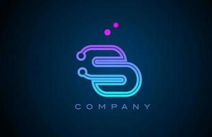 S alphabet letter logo icon design with pink blue color and dots. Creative template for business and company vector