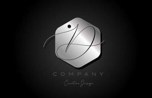 silver grey D alphabet letter logo icon design with metal and elegant style. Creative polygon template for business and company vector