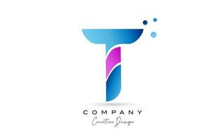 pink blue T alphabet letter logo icon design with gradient. Creative template for company and business vector