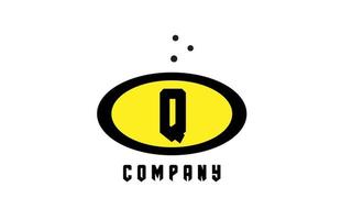 elipse q alfabeto negrita letra logo con puntos creativo modelo diseño para negocio y empresa en amarillo y negro vector