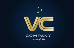 gold golden VC combination alphabet bold letter logo with dots. Joined creative template design for company and business vector