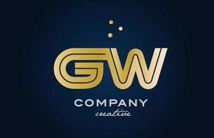 gold golden GW combination alphabet bold letter logo with dots. Joined creative template design for company and business vector