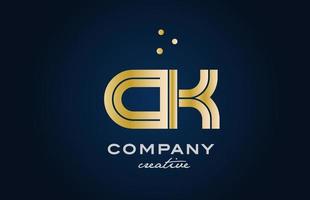 gold golden CK combination alphabet bold letter logo with dots. Joined creative template design for company and business vector