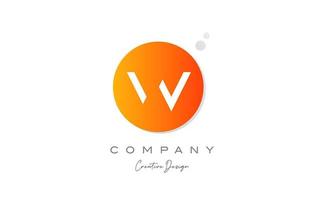 W orange sphere alphabet letter logo icon design with dot. Creative template for company and business vector