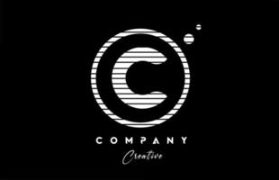 C alfabeto letra logo icono diseño con negro y blanco línea raya. creativo modelo para negocio y empresa vector