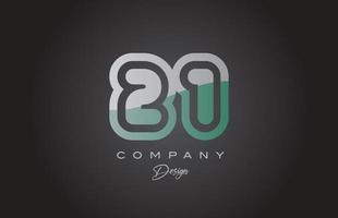 21 green grey number logo icon design. Creative template for company and business vector