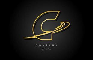 gold C alphabet letter logo icon design with golden swoosh. Creative template for company and business vector