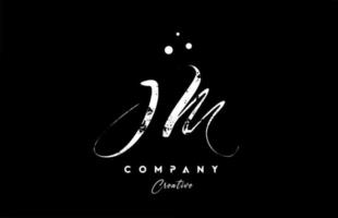 vintage JM alphabet letter logo icon combination design with dots. Creative hand written template for company vector