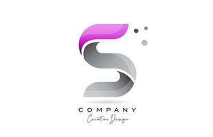 S pink grey alphabet letter logo icon design with dots. Creative template for company and business vector