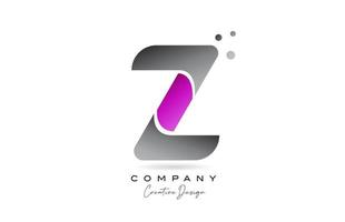 Z pink grey alphabet letter logo icon design with dots. Creative template for company and business vector