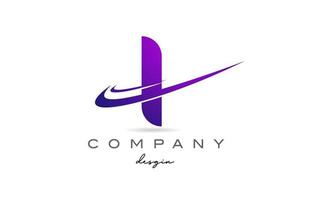 I purple alphabet letter logo with double swoosh. Corporate creative template design for business and company vector