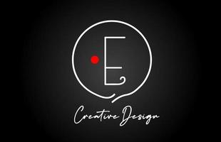 E alphabet letter logo icon design with line red dot and vintage style. Black and white creative template for company and business vector