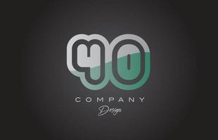 40 green grey number logo icon design. Creative template for company and business vector