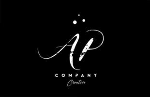 vintage AP alphabet letter logo icon combination design with dots. Creative hand written template for company vector